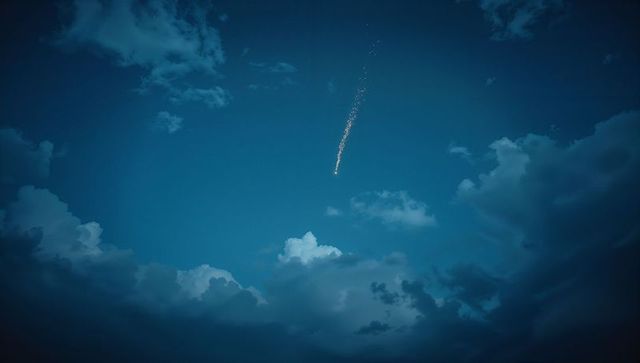 Streaking Light Across Twilight Cloudscape Night Sky Art