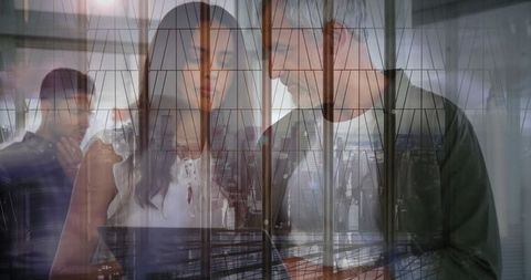 Diverse professionals collaborating in modern urban setting