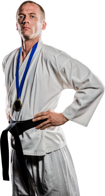 Martial Artist Proudly Wearing Winner's Medal Transparent Background - Download Free Stock Videos Pikwizard.com