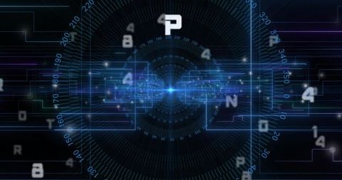 Futuristic Digital Interface with Neon Blue Circuitry