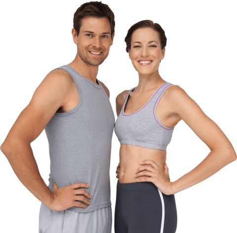 Smiling Fit Couple Posing Confidently in Sportswear Transparent Background