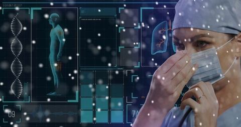 Innovative Medical Technology with Doctor Against Data Display