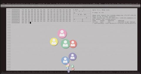 Digital networking icons on computer screen data interface