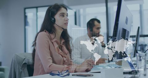 Global Data Processing with Diverse Professionals in Modern Office - Download Free Stock Images Pikwizard.com
