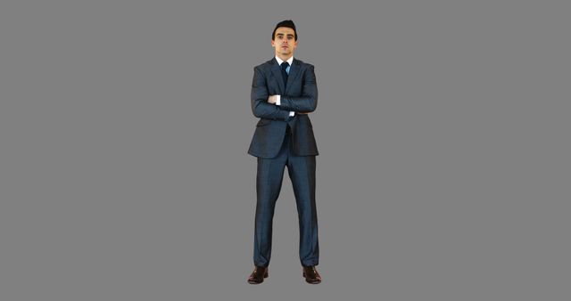 Confident Businessman Standing with Crossed Arms in Formal Suit - Download Free Stock Images Pikwizard.com