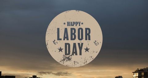 Rustic Happy Labor Day Text Over City Skyline - Download Free Stock Images Pikwizard.com