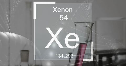Xenon Chemical Symbol Overlay with Laboratory Setting - Download Free Stock Images Pikwizard.com