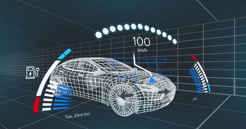 Futuristic Interface Display with Electric Car Concept - Download Free Stock Images Pikwizard.com