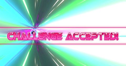 Dynamic Light Trails with 'Challenge Accepted' Text in Retro Futuristic Style - Download Free Stock Images Pikwizard.com