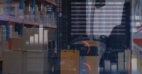 Digital Interface Over Warehouse Shows Economic Data Insights - Download Free Stock Images Pikwizard.com