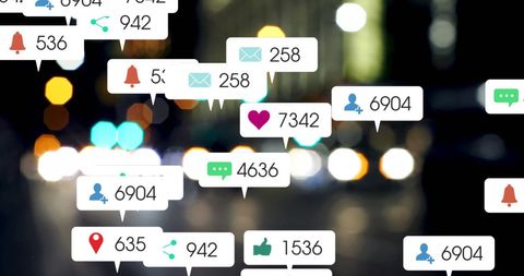 Social Media Notifications Blurred City Night Lights