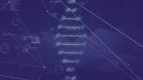 Spinning DNA Strand with Digital Connectivity Theme