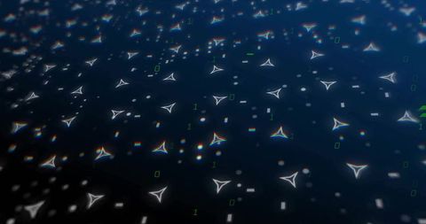 Futuristic Digital Network with Glowing Nodes and Binary Detail