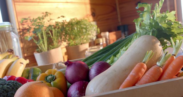 Fresh Organic Vegetables and Fruits in Wooden Kitchen - Download Free Stock Images Pikwizard.com