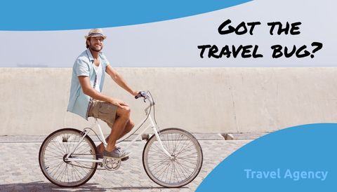 Joyful Travel Adventure with Man Cycling by Clear Sky - Download Free Stock Templates Pikwizard.com