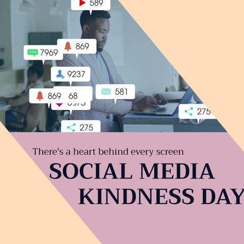Young Professional Engaging with Social Media on Kindness Day - Download Free Stock Templates Pikwizard.com