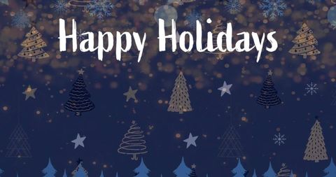 Festive ‘Happy Holidays’ on Snowy Christmas Background