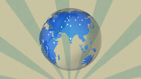 Animated Globe with Digital Map on Geometric Stripes