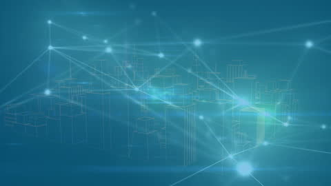 Digital City Network with Glowing Connections