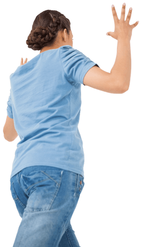 Confident Woman in Denim Turning On Transparent Background - Download Free Stock Videos Pikwizard.com