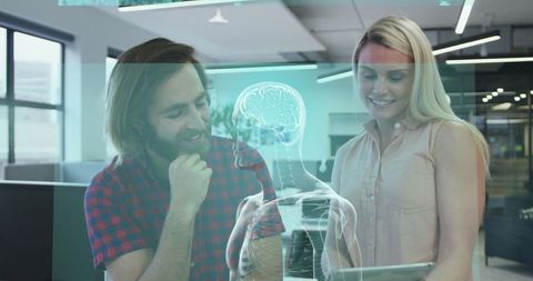 Business Professionals Harnessing Augmented Reality in Modern Office