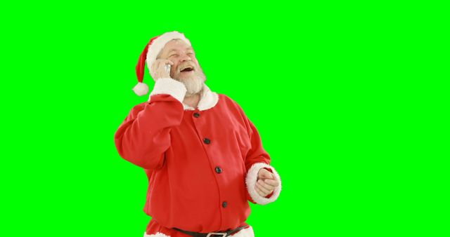 Santa Claus Talking on Smartphone Laughing with Green Screen Background - Download Free Stock Images Pikwizard.com