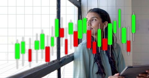 Financial Analyst Analyzing Candlestick Chart in Office