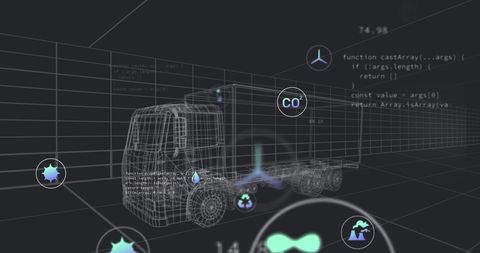 Futuristic 3d automotive concept with digital interface