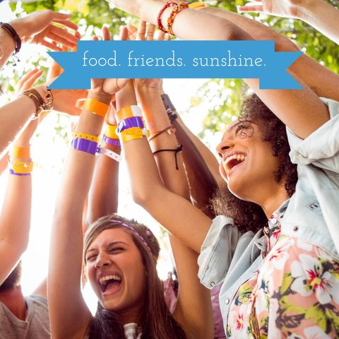 Joyful Friends Celebrating Together in Sunlit Outdoors