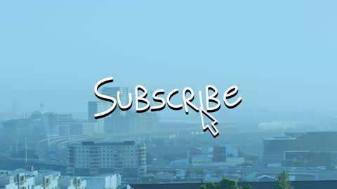 Subscribe Button Animation Over Urban Skyline