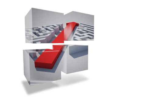 transparent maze with red arrow breaking through layers - Download Free Stock Videos Pikwizard.com