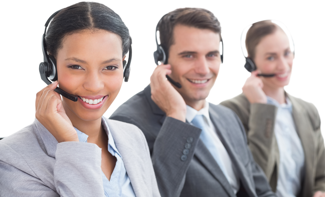 Business Team with Headsets Conducting Customer Support on Transparent Background - Download Free Stock Videos Pikwizard.com