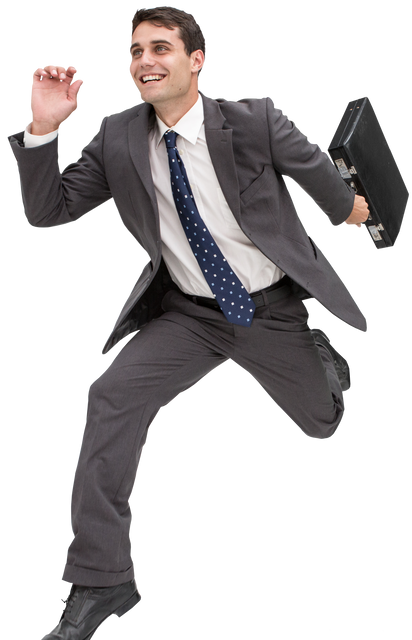 Transparent Businessman in Hurry with Briefcase Running on White Background - Download Free Stock Videos Pikwizard.com