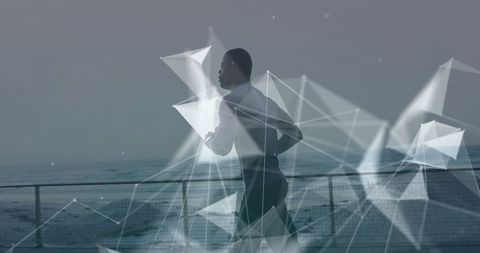 Mixed Media Athlete Graphic with Geometric Overlays