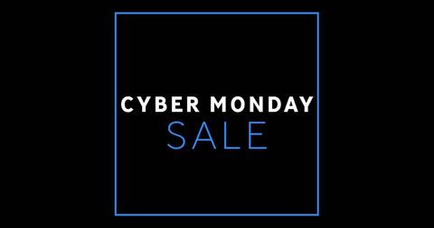 Bold Cyber Monday Sale Banner with Blue and White Text