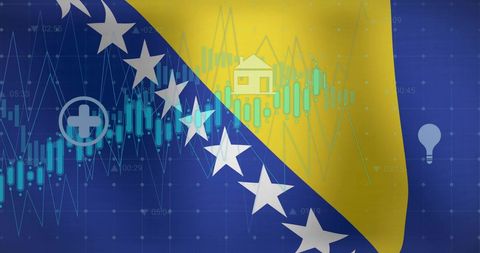 Bosnia and Herzegovina Economy with Digital Interface Graphics - Download Free Stock Images Pikwizard.com