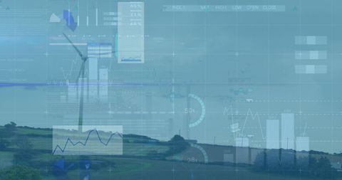 Renewable energy data overlay on wind turbines