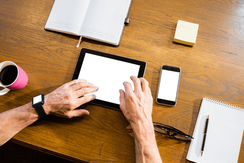 Man's Hands Using Tablet in Transparent Work Environment - Download Free Stock Videos Pikwizard.com