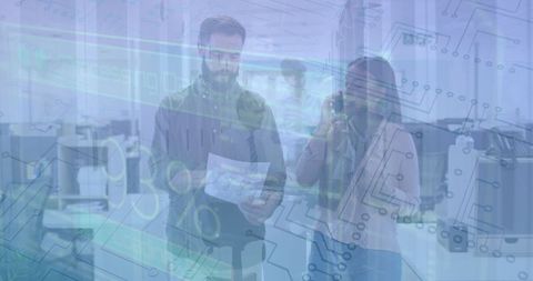 Blended Reality Office Data Processing Teamwork