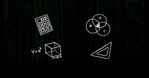 Science Education Icons on Blackboard Background
