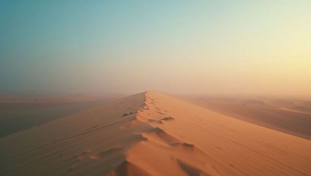Endless desert dune against soft horizon