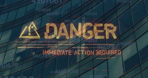 Danger alert over data and modern office building
