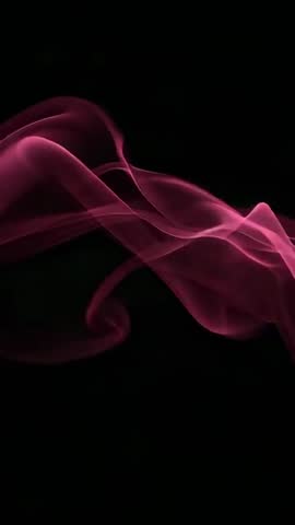 Magenta Ribbon Smoke Flowing and Folding Vertical Video Loop on Black Background