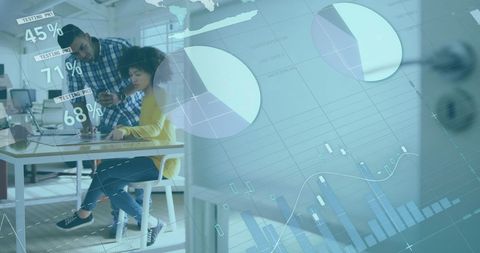 Teamwork and data analysis with virtual infographic overlay