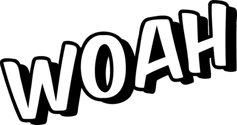 Bold comic-style woah text with transparent background