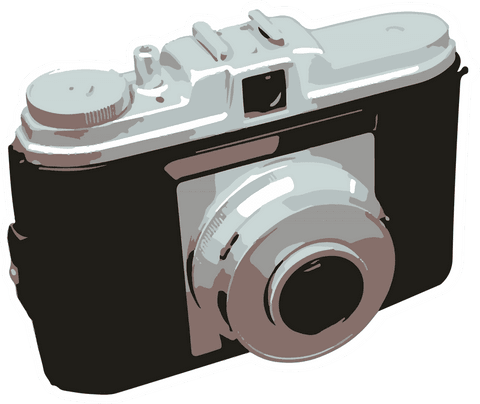 Flat vintage camera illustration on transparent backdrop