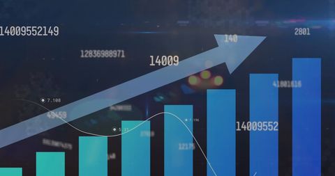 Abstract Financial Analysis with Growing Graph and Numbers - Download Free Stock Images Pikwizard.com