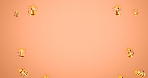 Beer Glasses with Splash and Copy Space on Orange Background