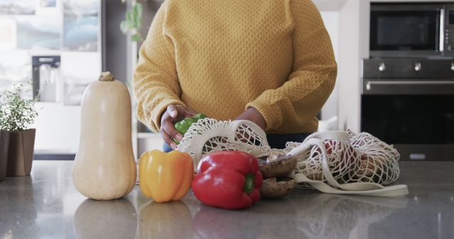 Person Sorting Vegetables on Kitchen Counter in Modern Kitchen - Download Free Stock Images Pikwizard.com