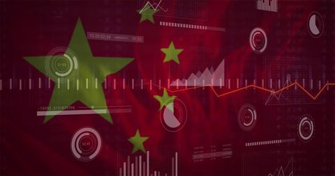 Digital Financial Metrics on Chinese Flag Background - Download Free Stock Images Pikwizard.com